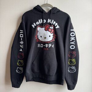 Hello Kitty Kanji Hoodie Sweatshirt Womens Small / Med Black Graphic Tokyo